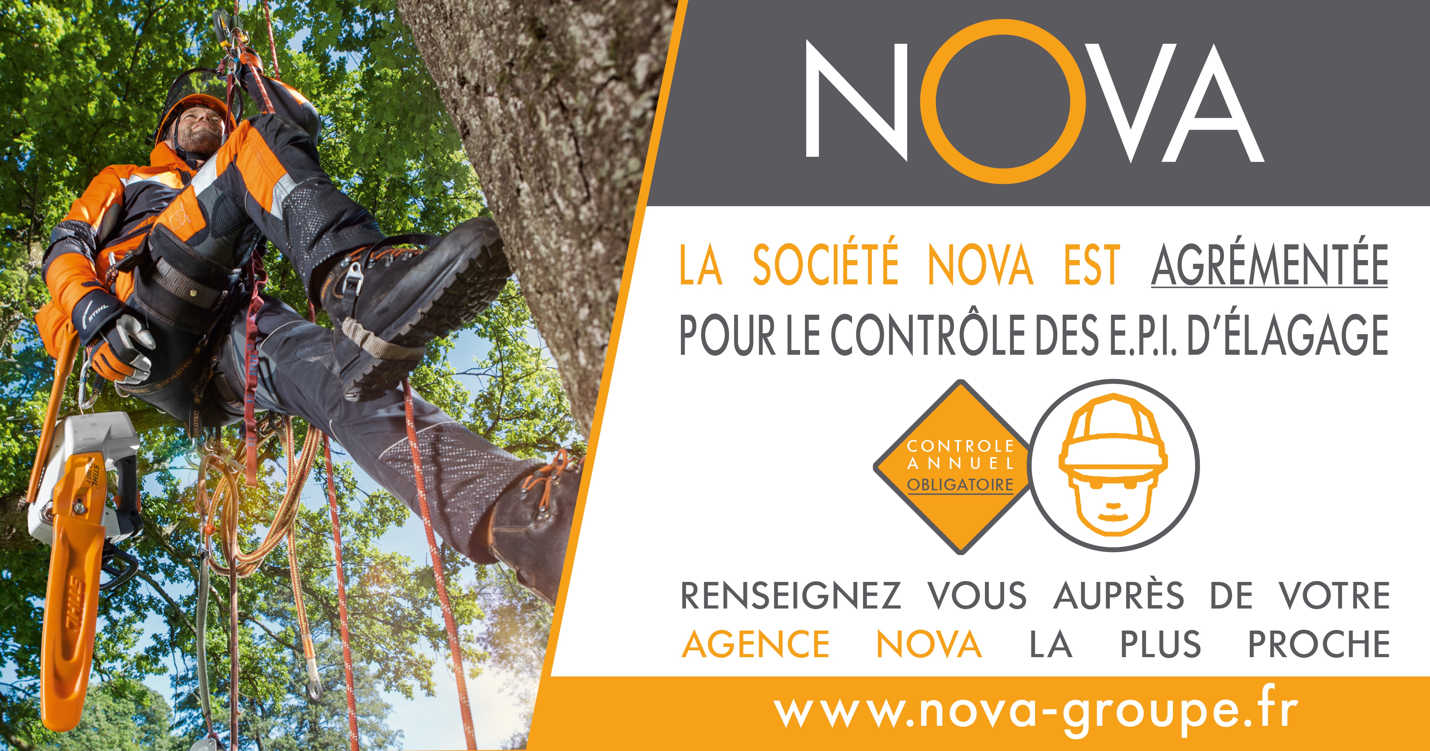 Nova groupe est agrémenté pour le contrôle de vos équipements de protection individuelle d'élagage