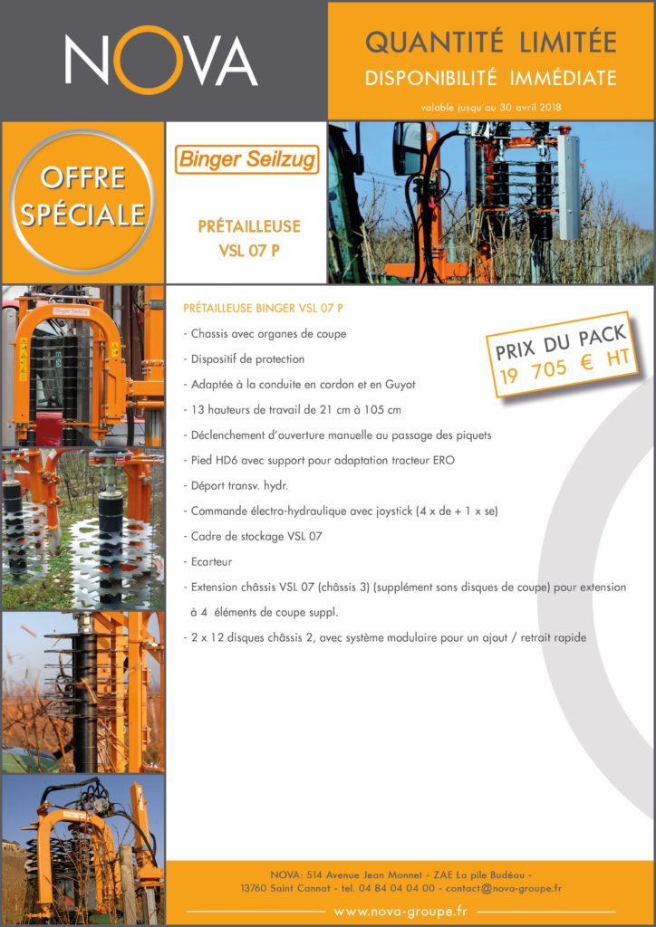 offre speciale pretailleuse vsl 07p binger