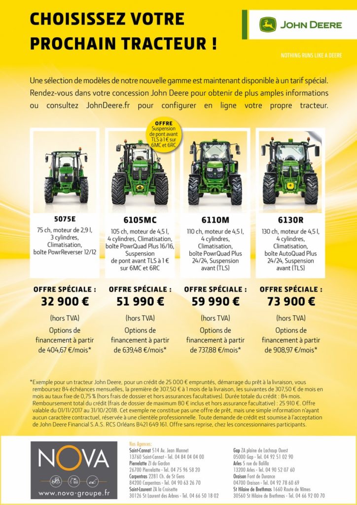 offre speciale tracteur john deere 2018 nova paca actualites