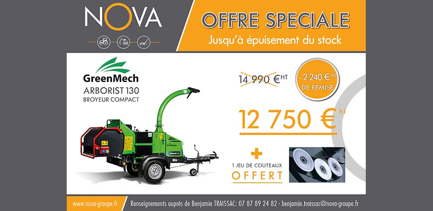 Offre Spéciale: Broyeur Compact Arborist 130 GREENMECH à 12 750€ + 1 Jeu de Couteaux OFFERT