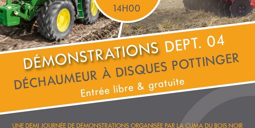 demonstration dechaumeurs pottinger 18 sept 2018 à Bellaffaire (dept.04)