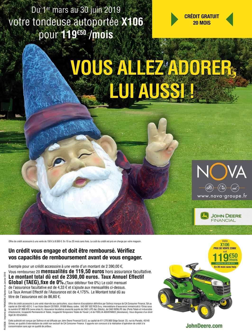 Crédit Gratuit 20 mois sur votre tondeuse John Deere