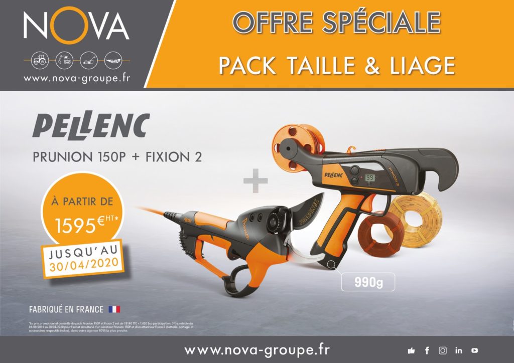 offre pellenc pack taille et liage secateur prunion 150P et fixion 2 chez Nova PAACA