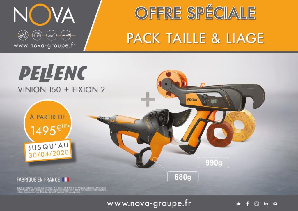 offre pellenc pack taille et liage secateur vinion 150 et fixion 2 chez Nova PAACA