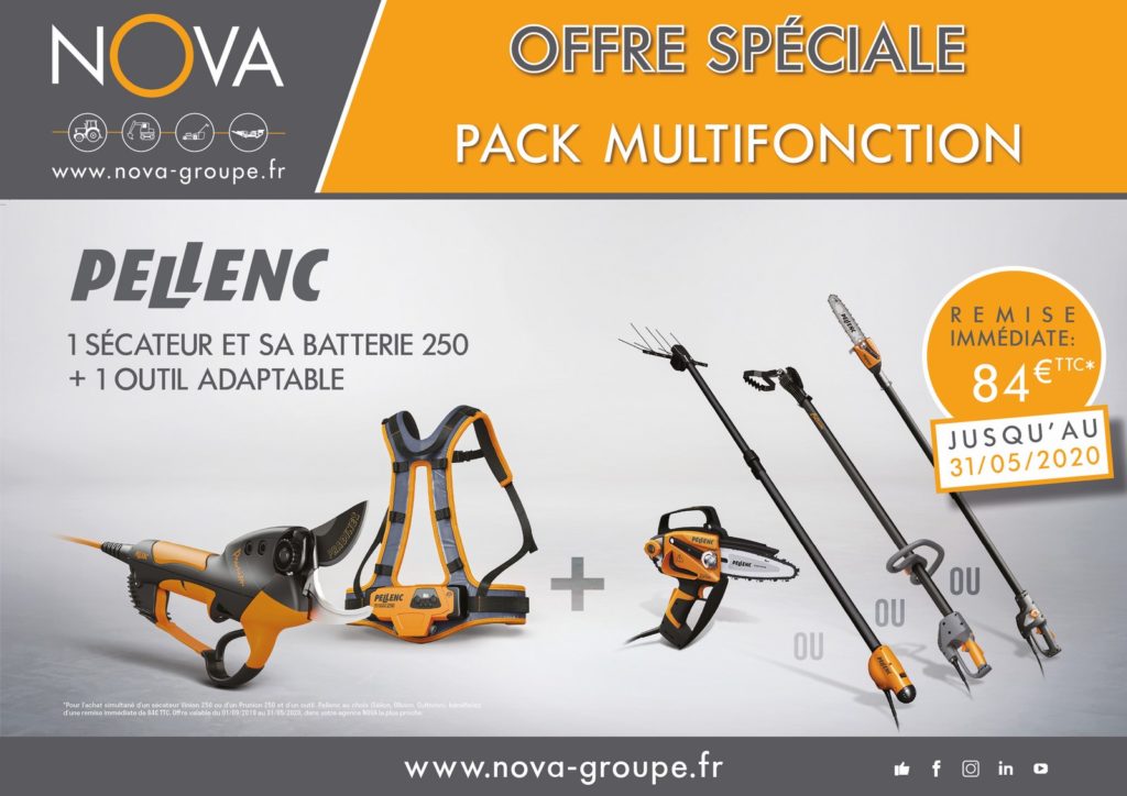 offre pellenc secateur à batterie et outil multifonction chez Nova PAACA