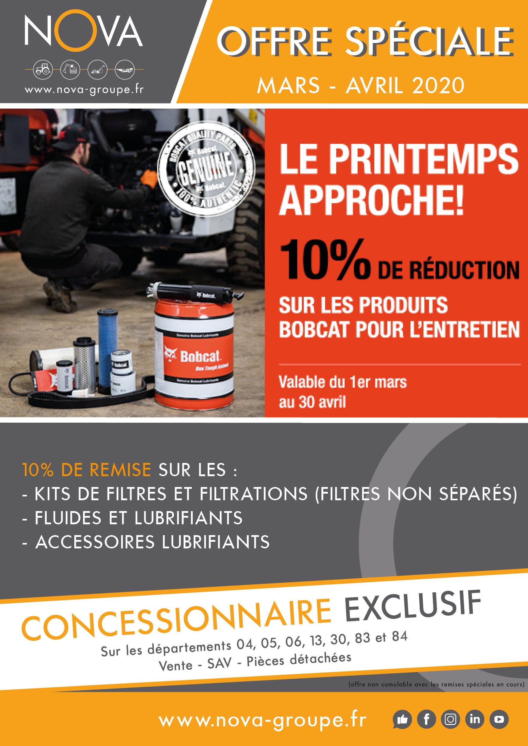 Promotion Offre Mars – Avril -10% sur les Produits d’Entretien BOBCAT