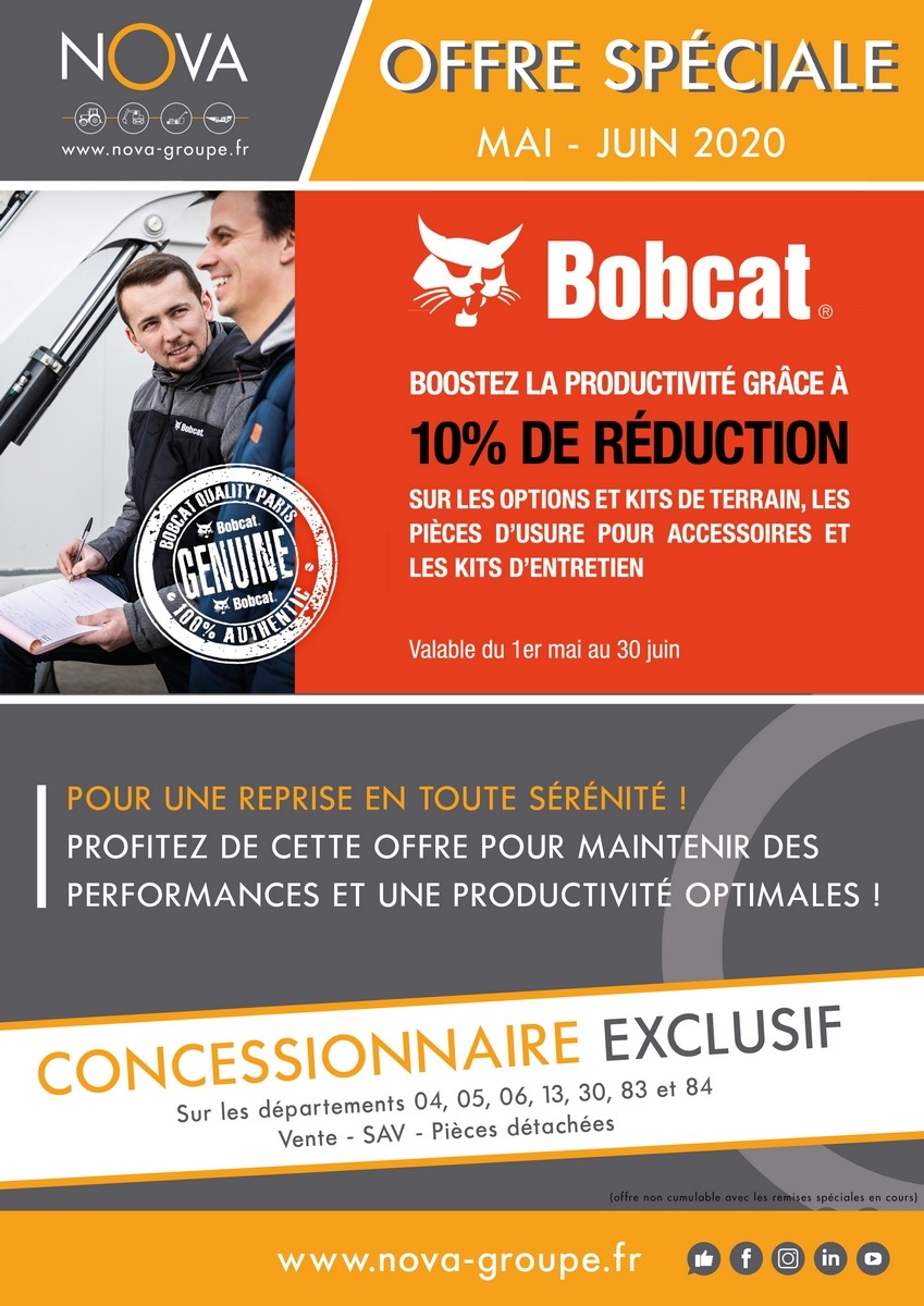 Promotion Offre de Mai à Juin : -10% sur les Kits d’Entretien BOBCAT