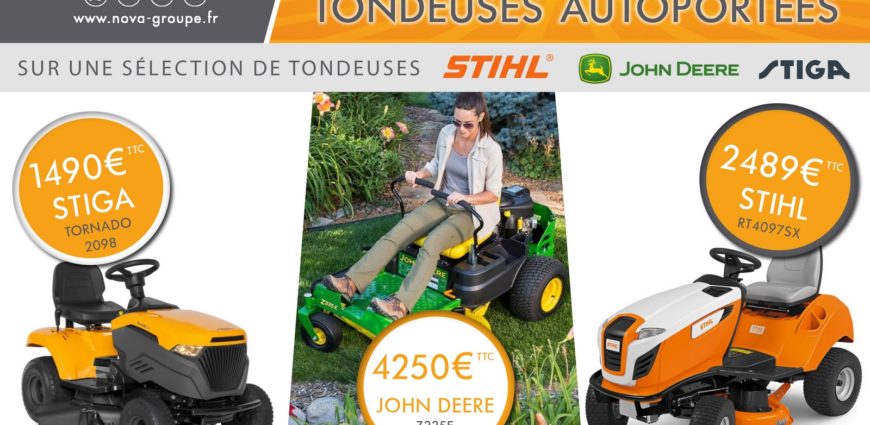 promotion entrée de gamme tondeuse autoportée jardin pelouse stiga john deere stihl chez nova paca