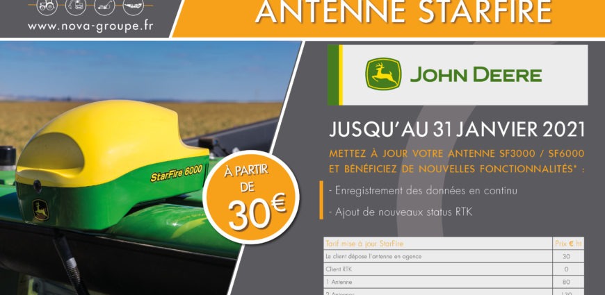 Mise à jour de vos antennes John Deere StarFire à effectuer avant le 01/02/2021