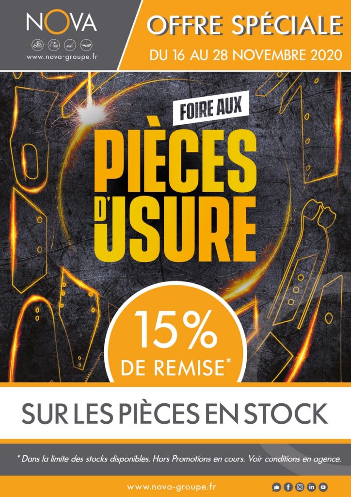 15 pourcent de remise foire pieces usure 2020 (NOVA)