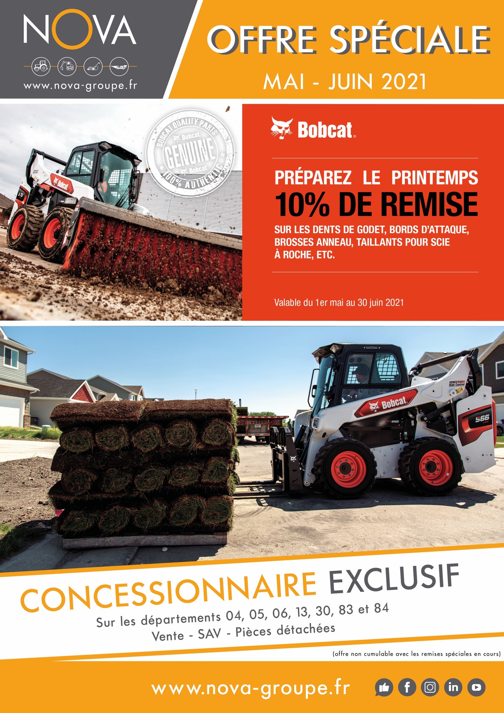 Promotion Offre de printemps de mai à juin 2021 : 10% de remise sur une sélection d’accessoires BOBCAT.