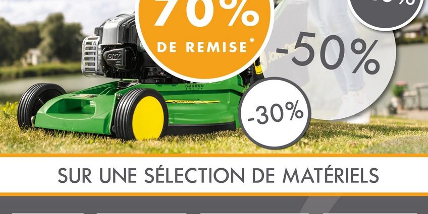 soldes été 2021 NOVA GROUPE - 30 % sur une sélection de tondeuses JOHN DEERE - 40 % sur la gamme VIKING - 20 % sur la gamme STIGA - 50 % sur la gamme AS MOTOR - 30 % sur les outils tracteur MORGNIEUX - 70 % sur la gamme équestre - 30 % sur une sélection de vêtements et produits dérivés - 30 % sur l'outillage BAHCO (hors outil de taille) - 20 % sur l'outillage JOHN DEERE - 20 % sur l'outillage KING TONY - 50 % sur les têtes de fil débroussailleuse OREGON - 40 % sur les pièces New holland (hors secoueur) - 25 % sur la gamme TORO - 70 % sur les phares de travail (ancienne gamme / hors led) - 30 % sur les fraises à neige TORO et YANMAR