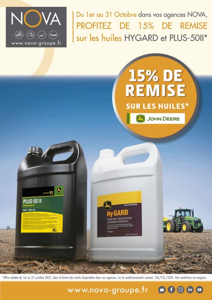 OFFRE SPÉCIALE JOHN DEERE : PROFITEZ DE 15% DE REMISE SUR LES HUILES HYGARD ET PLUS-50II