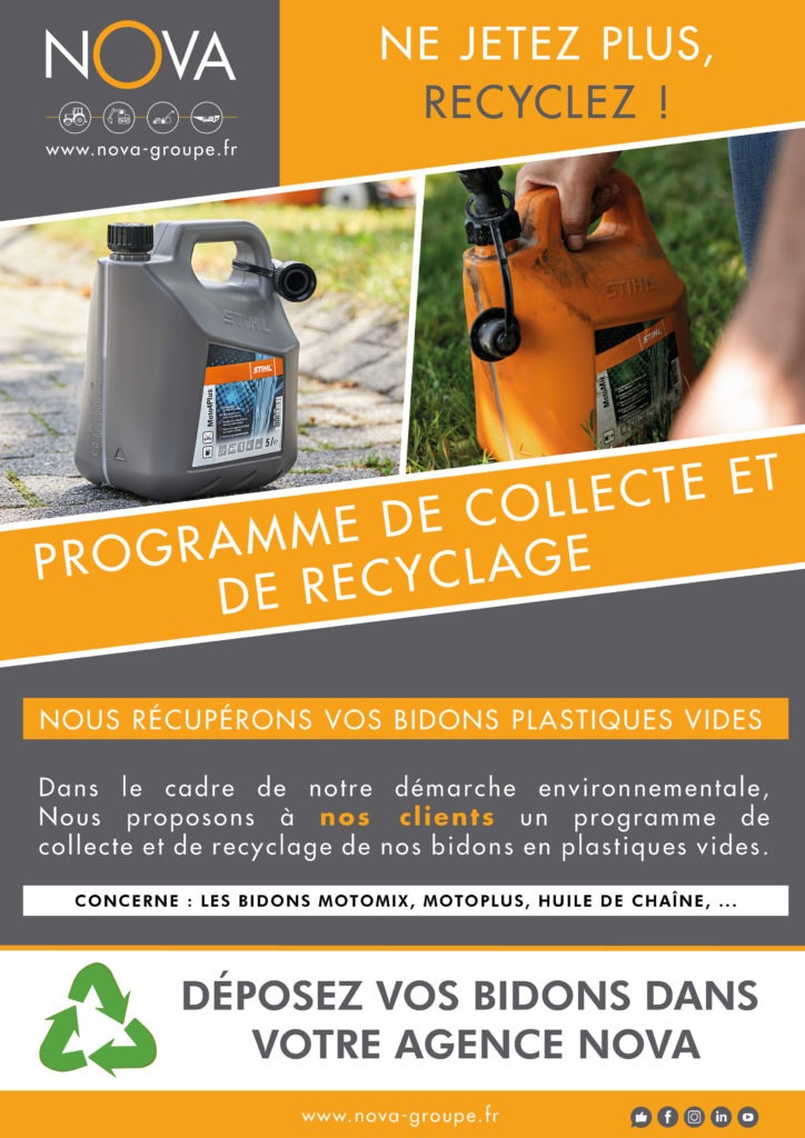 Recyclage bidons plastiques affiche collecte nova