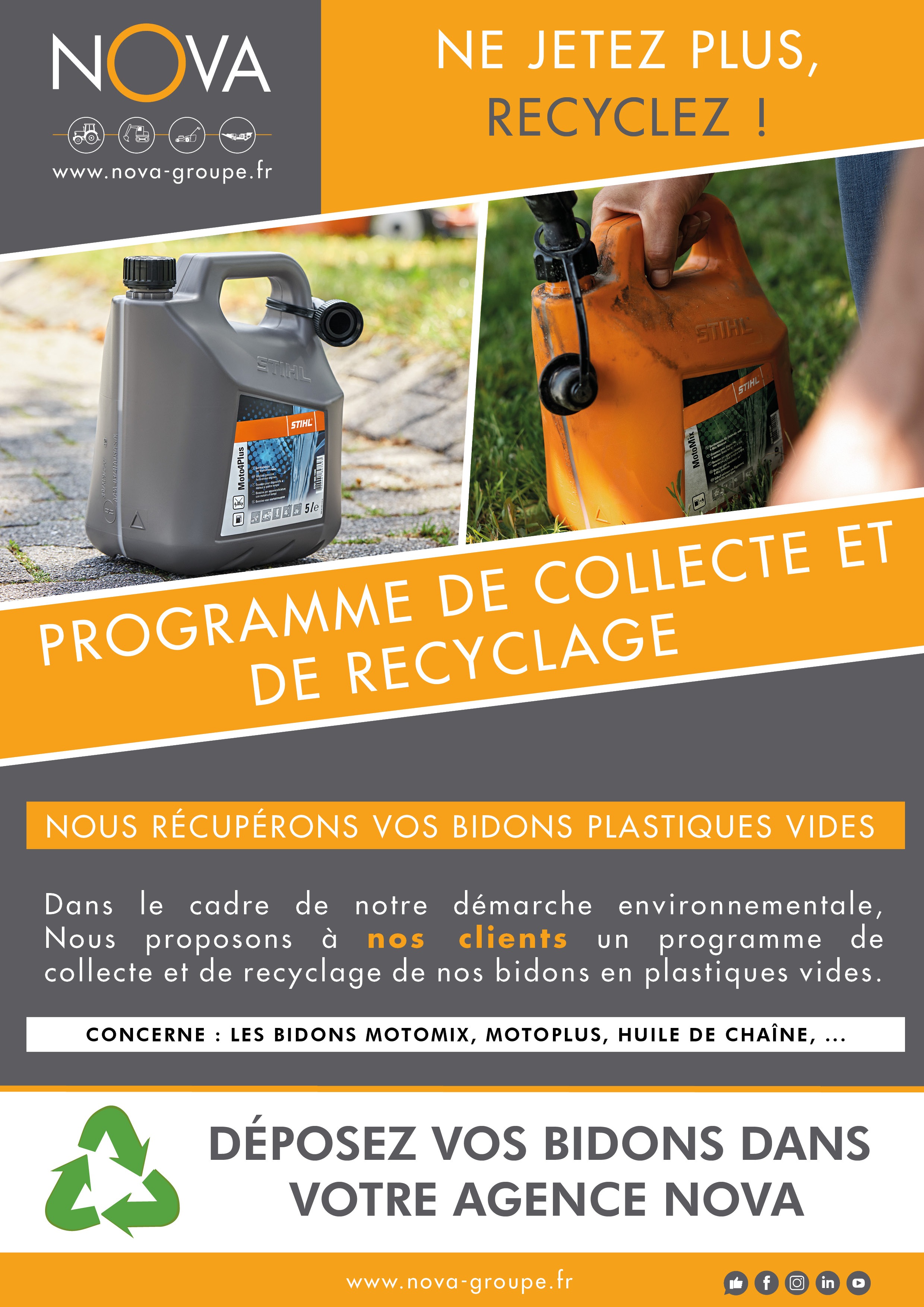 Programme de collecte et de recyclage : Nous récupérons vos bidons de plastiques vides