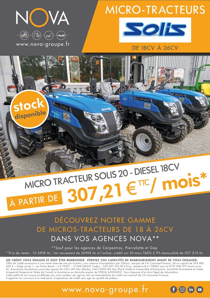 Nos micros tracteurs SOLIS en stock !