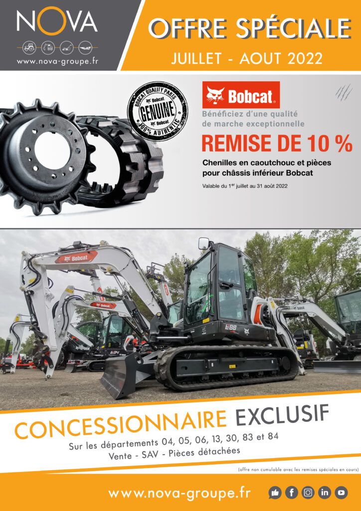 promotion bobcat juillet aout 2022 10 pourcent de remise sur les chenilles et pièces pour châssis inférieur