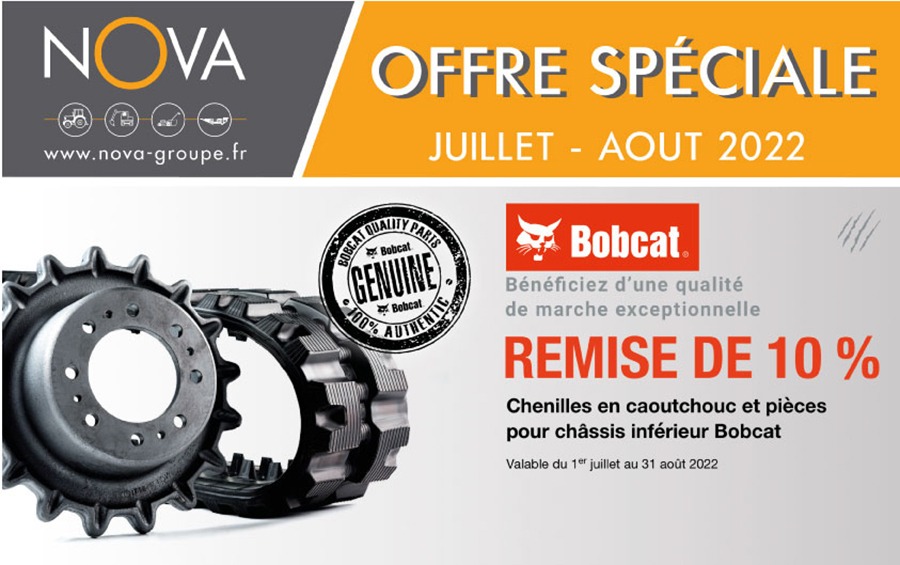 Promotion BOBCAT juillet – août 2022 : 10% de remise sur les chenilles en caoutchouc et pièces pour châssis inférieur !