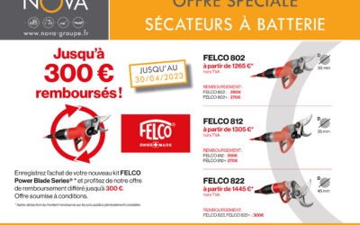 Jusqu’à 300€ TTC de remise sur les sécateurs FELCO 802/812/822.