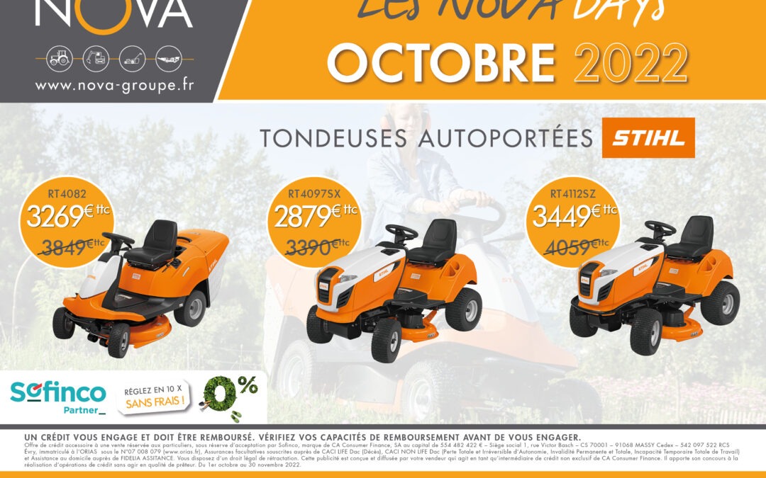 𝗟𝗘𝗦 𝗡𝗢𝗩𝗔 𝗗𝗔𝗬𝗦 : Retour des offres NOVA DAYS STIHL jusqu’au 31/10/22