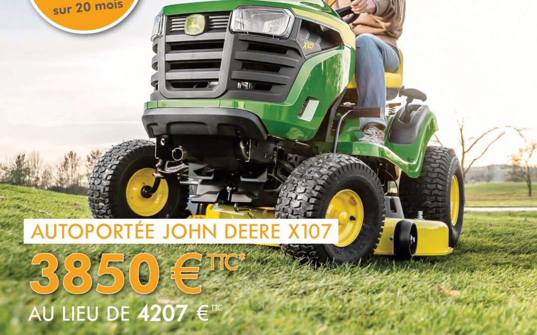 Promotion sur les tondeuses JOHN DEERE X107 et Z315E Stock limité! Financement 20x sans frais