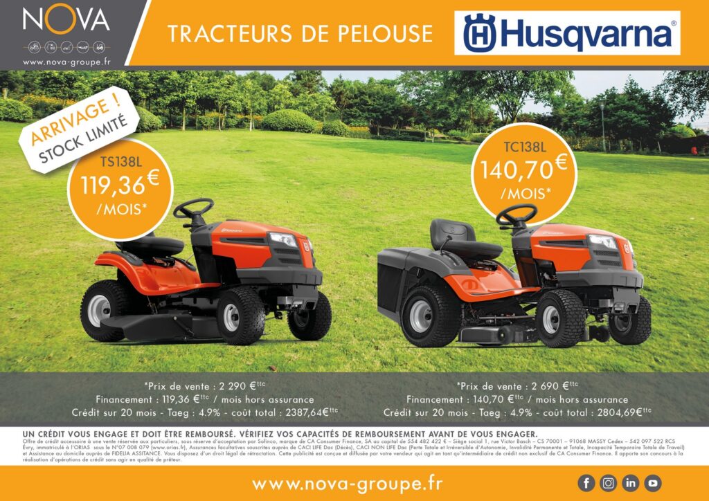 Campagne tracteurs de pelouse HUSQVARNA financement promotion 2023