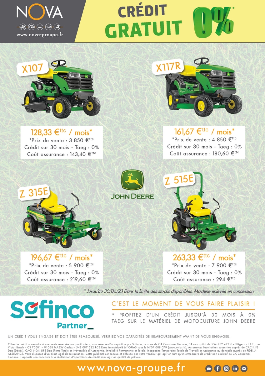 credit 30 mois gratuit john deere sofinco (nova)