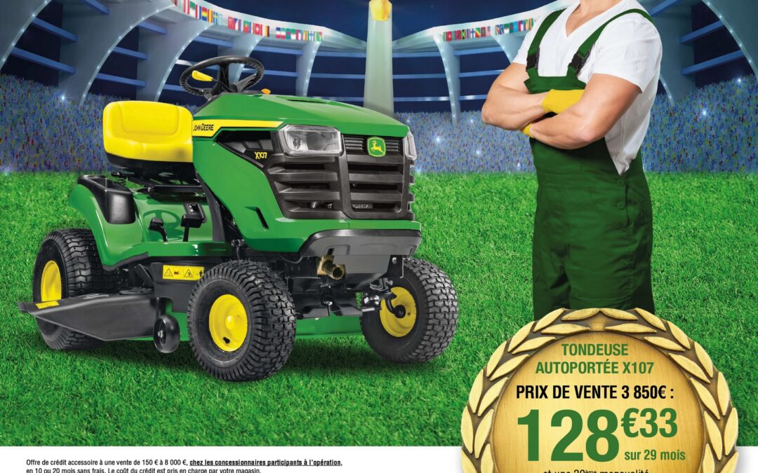 Offre de Financement tondeuse autoportées John Deere de Mars à juin 2024