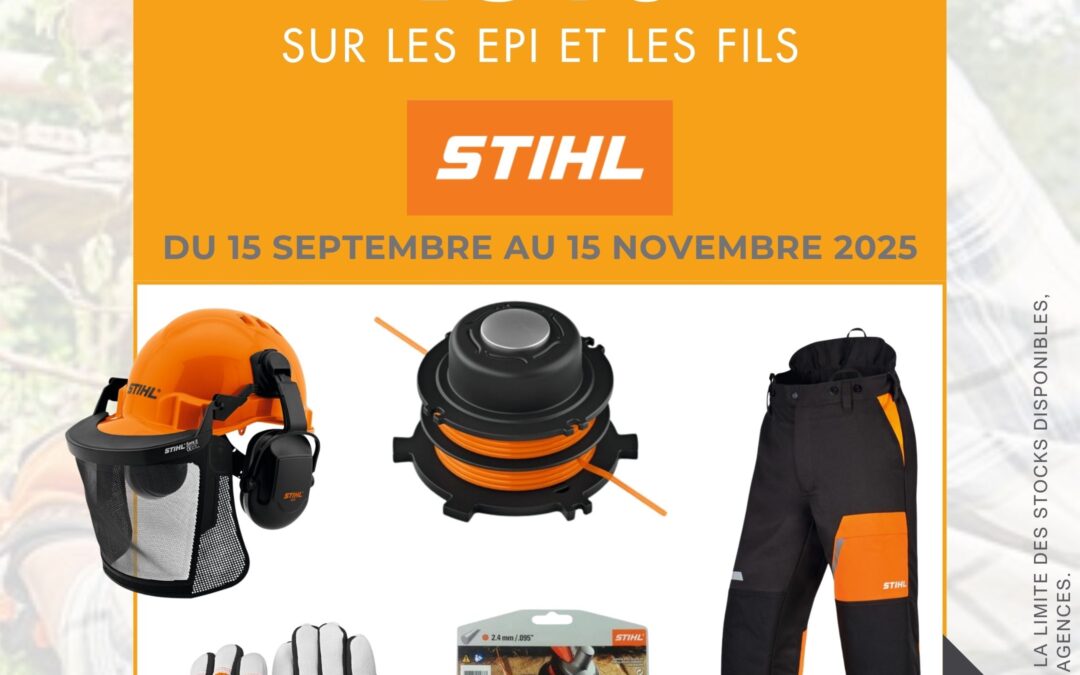 𝟏𝟓% 𝐝𝐞 𝐫𝐞𝐦𝐢𝐬𝐞 sur les EPI et les fils STIHL