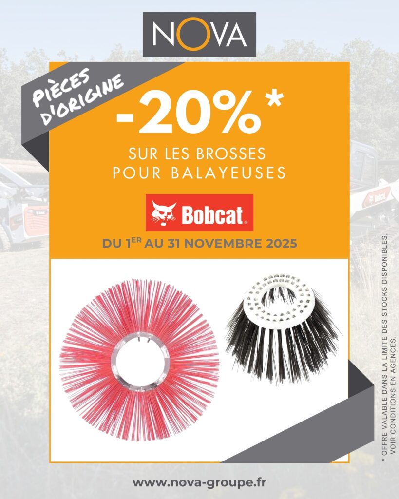 𝟐𝟎% 𝐝𝐞 𝐫𝐞𝐦𝐢𝐬𝐞 sur les brosses pour balayeuses BOBCAT