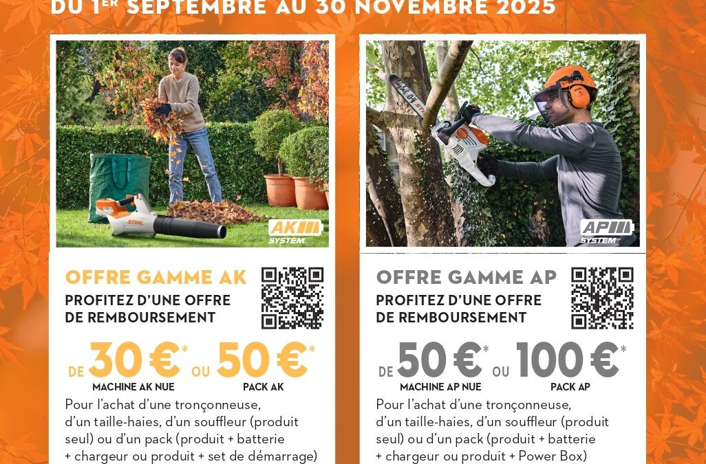 Offres de remboursement STIHL – jusqu’au 30 novembre 2025