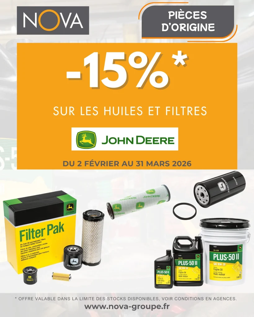 𝟏𝟓% 𝐝𝐞 𝐫𝐞𝐦𝐢𝐬𝐞 sur les huiles et filtres John Deere