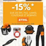 𝟏𝟓% 𝐝𝐞 𝐫𝐞𝐦𝐢𝐬𝐞 sur les EPI, fils, lames, couteaux et bobines STIHL