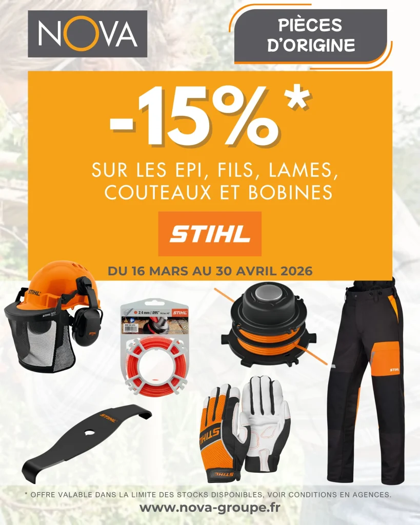 𝟏𝟓% 𝐝𝐞 𝐫𝐞𝐦𝐢𝐬𝐞 sur les EPI, fils, lames, couteaux et bobines STIHL