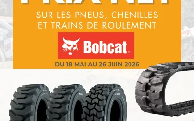 𝟏𝟓% 𝐝𝐞 𝐫𝐞𝐦𝐢𝐬𝐞 sur les pièces d’origine Bobcat : pneus, chenilles et trains de roulement