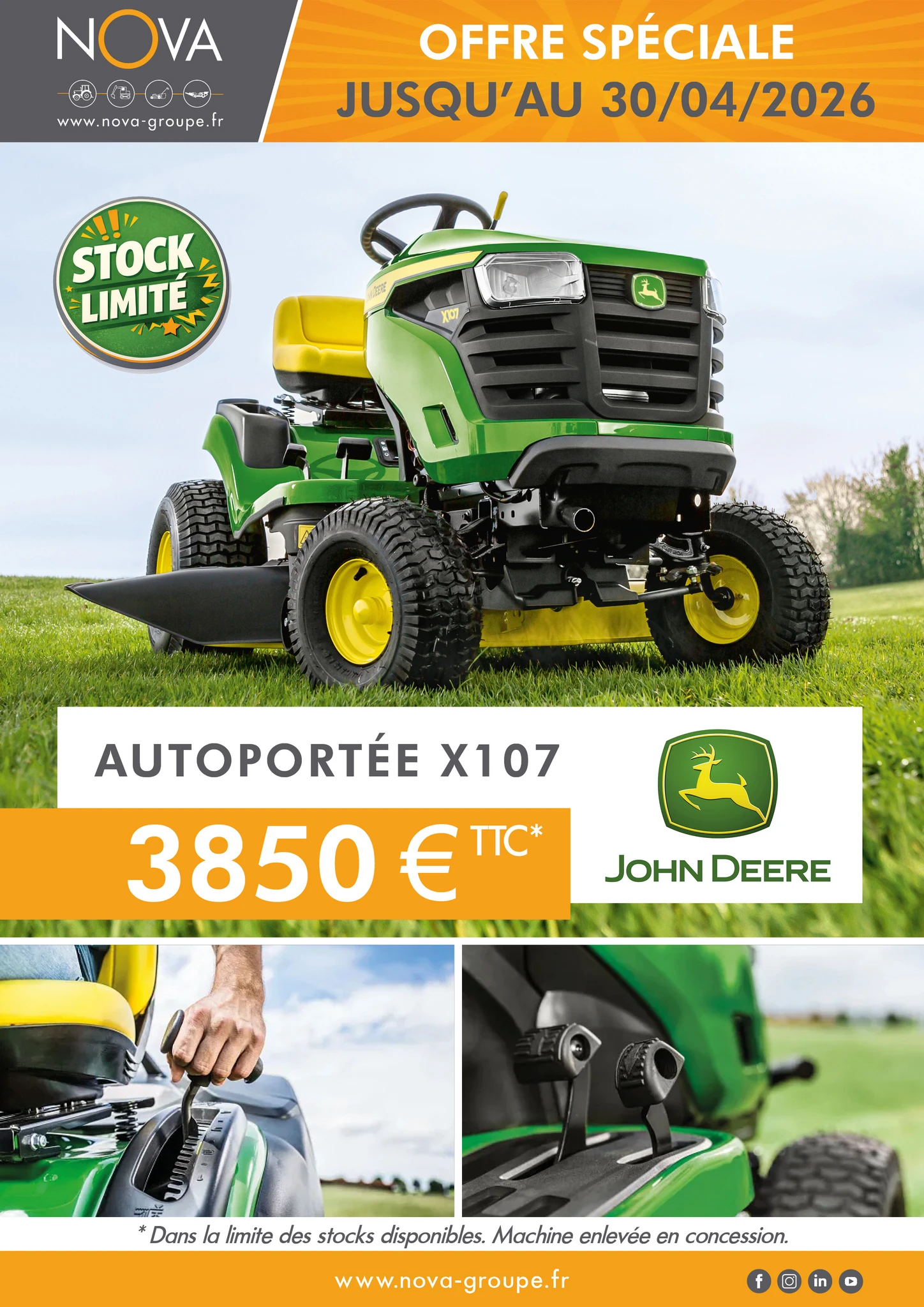 promotion de printemps tondeuse autoportée John Deere X107 promotion de printemps tondeuse autoportée John Deere X107