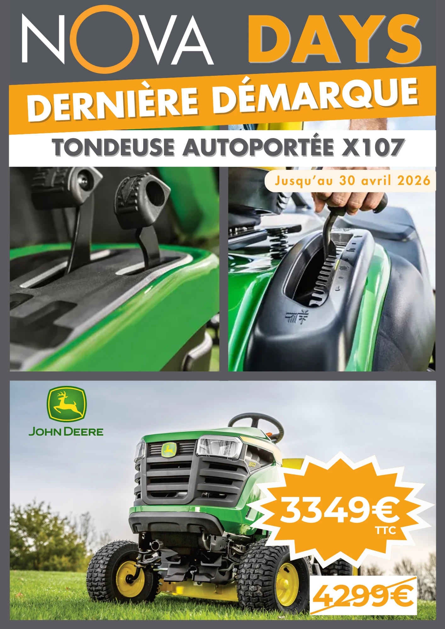 promotion de printemps tondeuse autoportée John Deere X107