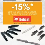 promotion sur les piĂšces dâorigine Bobcat dents de godets et outils de brise-roches